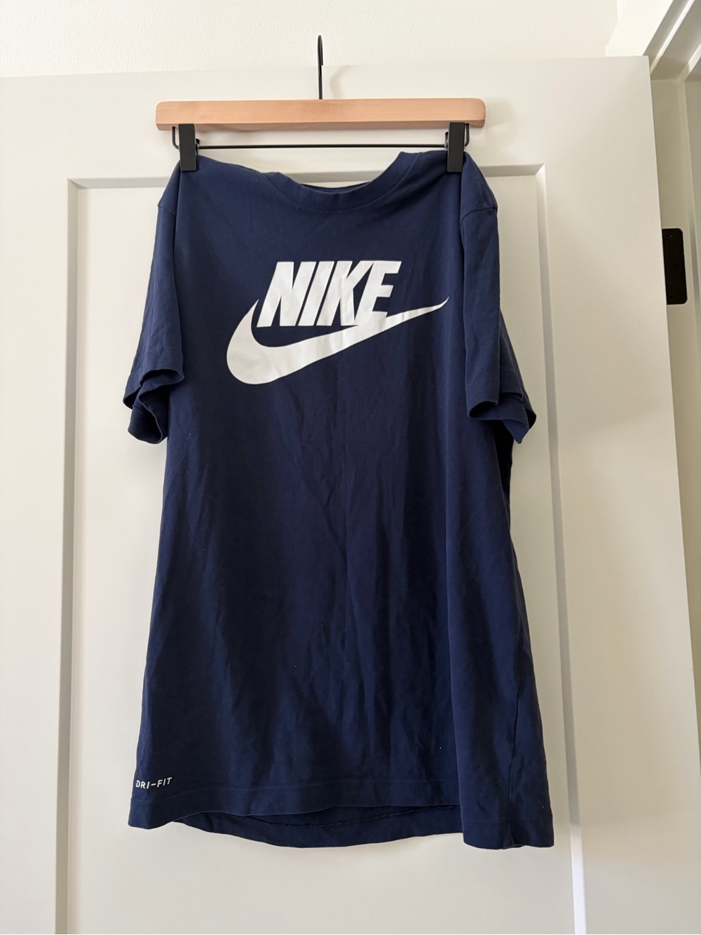 Nike Navy Blue T-Shirt with White Swoosh Logo